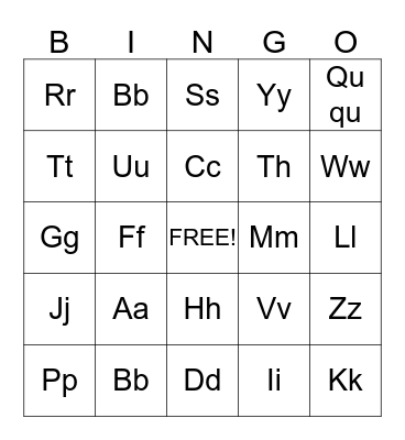 Alphabet Bingo Card