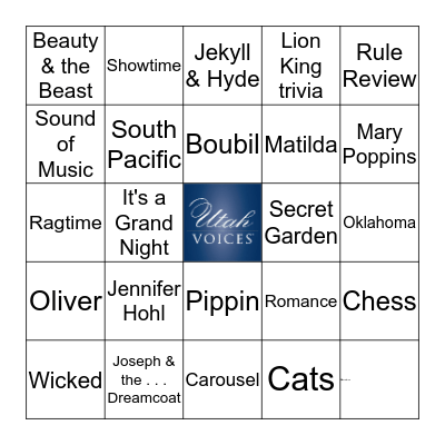 Utah Voices presents Broadway Bingo V! Bingo Card