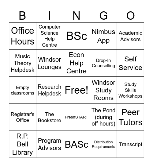 Windsor AcMen Bingo Card