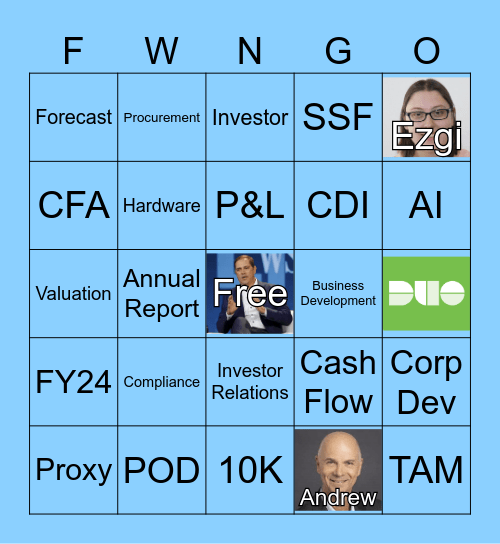 FWN Kick Off Bingo Card