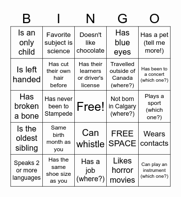 Icebreaker Bingo!! Bingo Card