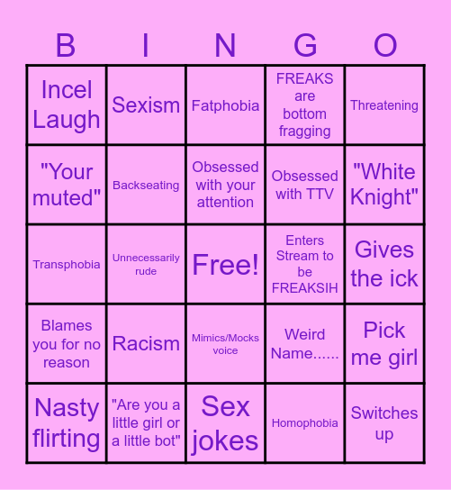 FREAK Bingo Card