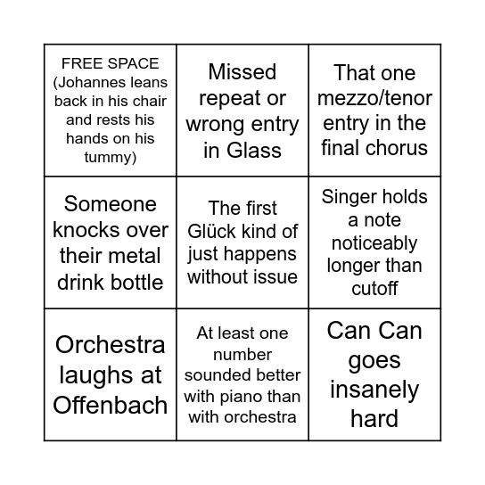 UNDERWORLD SITZPROBE BINGO Card