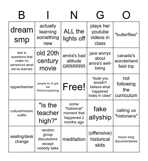 HISTORY/CIVICS/ENGLISH BINGO (CAREERS BINGO V2, WITH MORE FRIENDS FUN AND FEATURES) Bingo Card