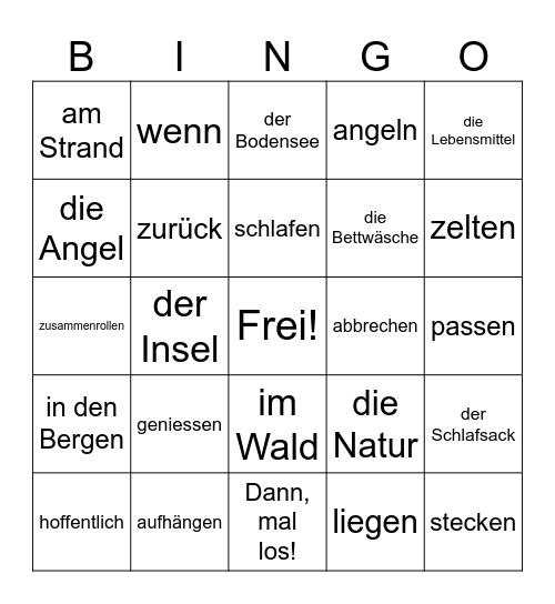 Campingplatz Bingo Card