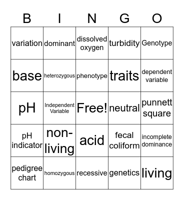 Life Science Review Bingo Card