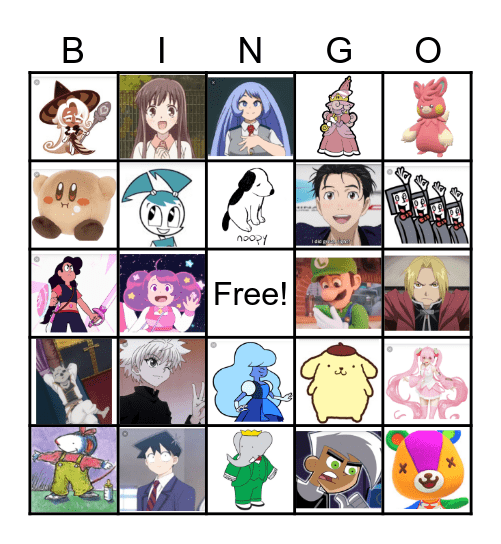 Character Bingo Card