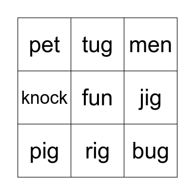 Word Wall Bingo Card