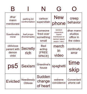 Dhar Mann Bingo v4 Bingo Card