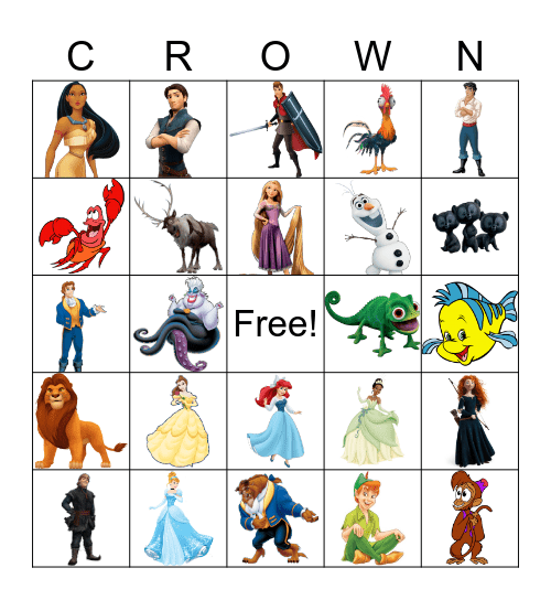 Princess Bingo Card