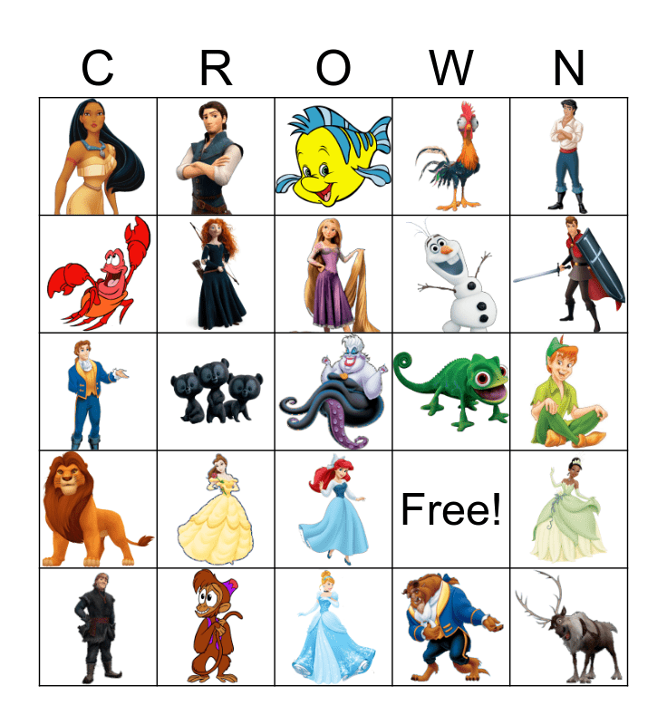 Princess Bingo Card