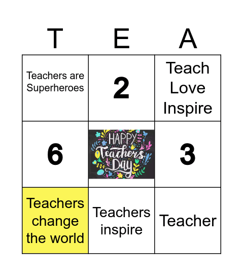 Teacher Appreciation Bingo Card