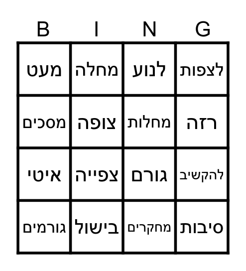צפייה במסכים/ אוצר מילים בגרות עולים תשפ"ג Bingo Card