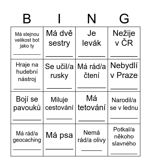 Bezva parťáci Bingo Card