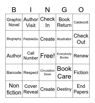 Library Terms Bingo Card