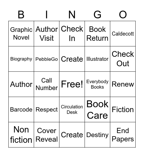 Library Terms Bingo Card