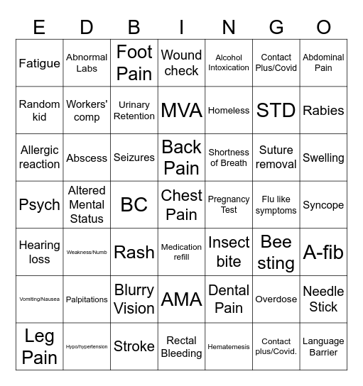 R. B Bingo Card