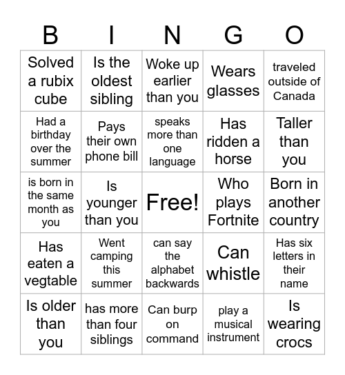 Find Someone Who... Bingo Card