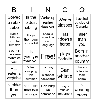 Find Someone Who... Bingo Card
