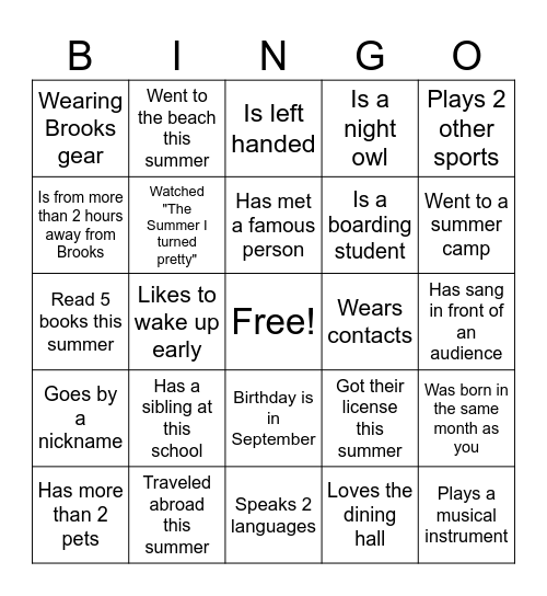 Find someone who... Bingo Card