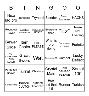 Doomspire Bingo Card