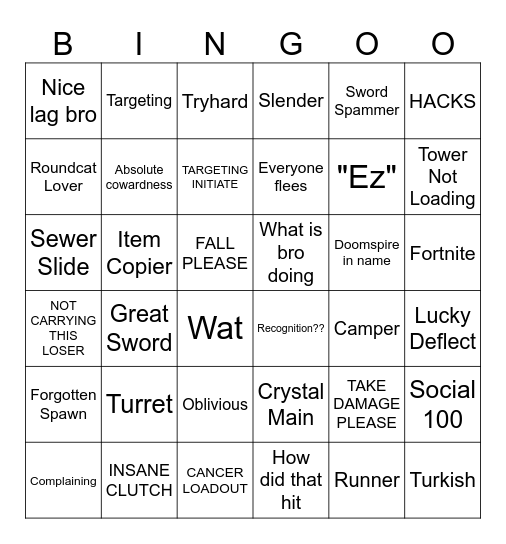 Doomspire Bingo Card