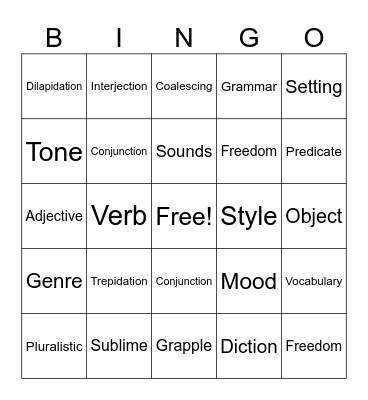 10th Grade Bingo Card