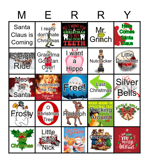 Christmas Carol Bingo Card