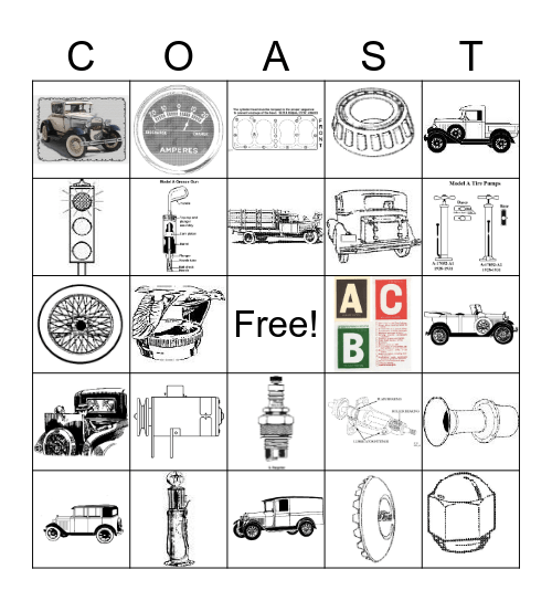 Model A Tour 2023 Gulf Bingo Card