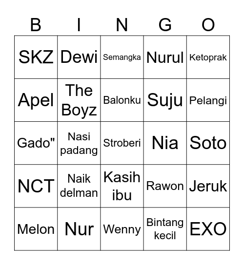 🙏 Bingo Card
