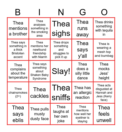 Thea Bingo Card