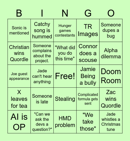 Doom Room Bingo Card