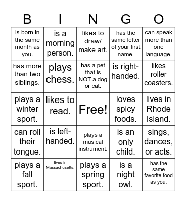 Find Someone Who... Bingo Card