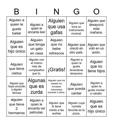 Human Bingo - Get To Know You Bingo Card