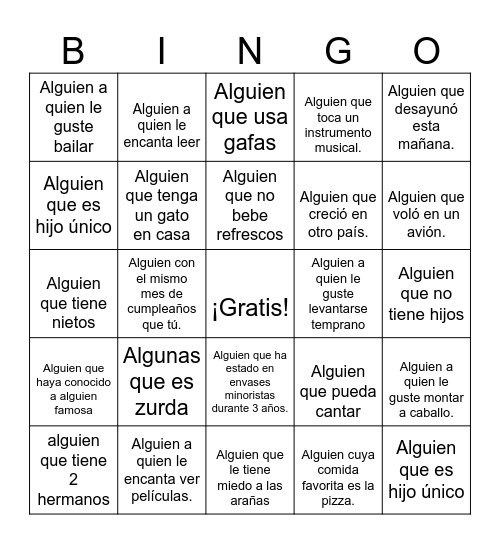 Human Bingo - Get To Know You Bingo Card