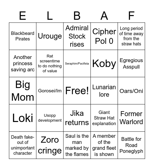 Elbaf Bingo Card