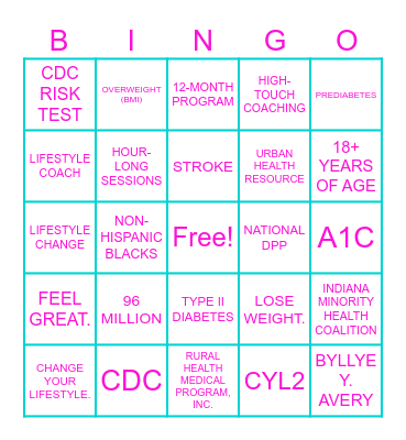 BWHI's NDPP Celebration #1 Bingo Card