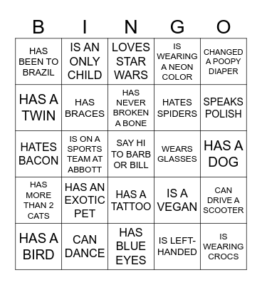 CONGRESS BINGO # Bingo Card