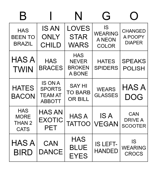 CONGRESS BINGO # Bingo Card