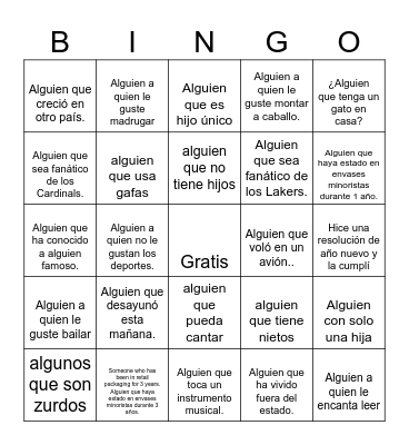 Human Bingo - Get To Know You Bingo Card