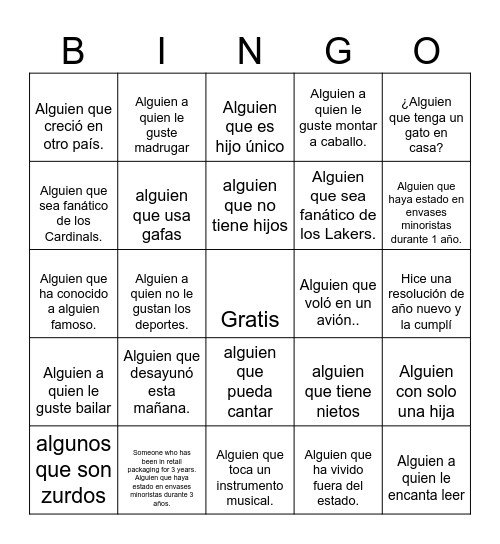 Human Bingo - Get To Know You Bingo Card