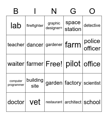 Jobs and Workplaces. Bingo Card