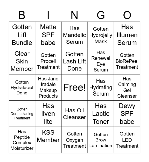 KSS Bingo Card