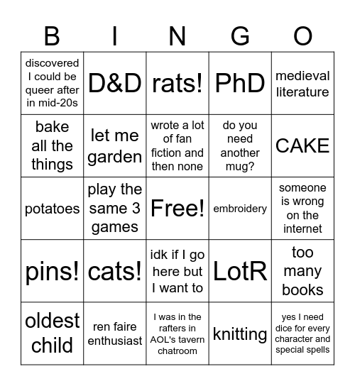 Kate Bingo Card