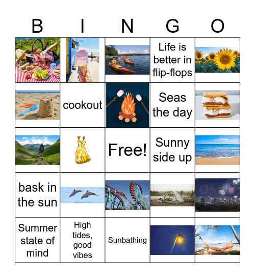 End of Summer Bingo Card