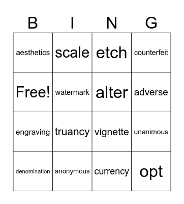 Money and more Bingo Card