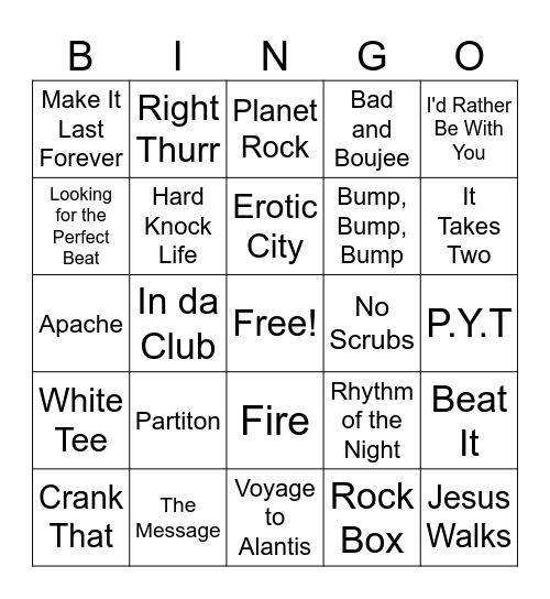 Music Bingo Card