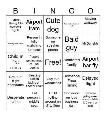 Airport Bingo Card