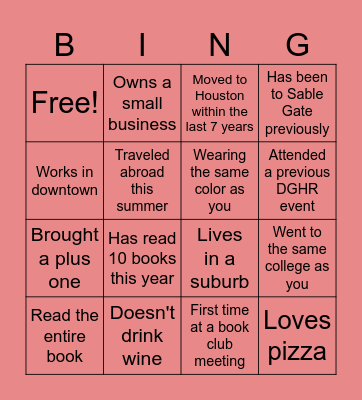 Slice to Meet You! Bingo Card