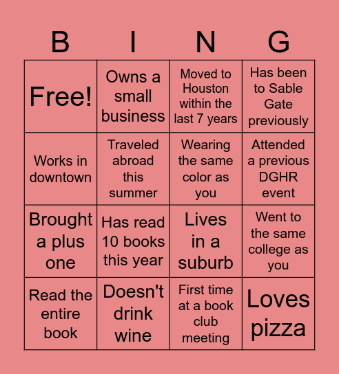 Slice to Meet You! Bingo Card